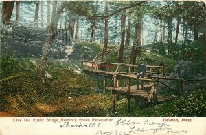 MA, Newton, Massachusetts, Hemlock Grove Reservation, Cave and Rustic Bridge