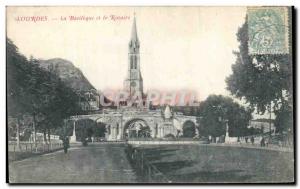 Old Postcard Lourdes Basilica and the Rosary