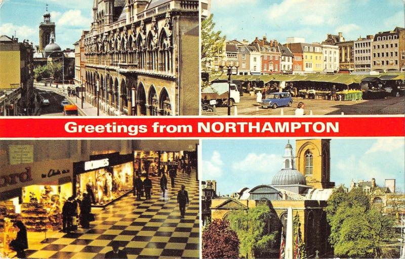 B103391 greetings from northampton the guildhall market square    uk