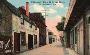 Vintage Postcard Old Curiosity Shop Houses St. George St. St. Augustine Florida