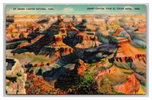 View From El Tovar Hotel Granite Grand Canyon Arizona UNP Linen Postcard Z1