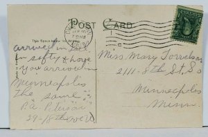 West Duluth Minnesota 13th Ave Railway Scene 1908 to Minneapolis Postcard L11
