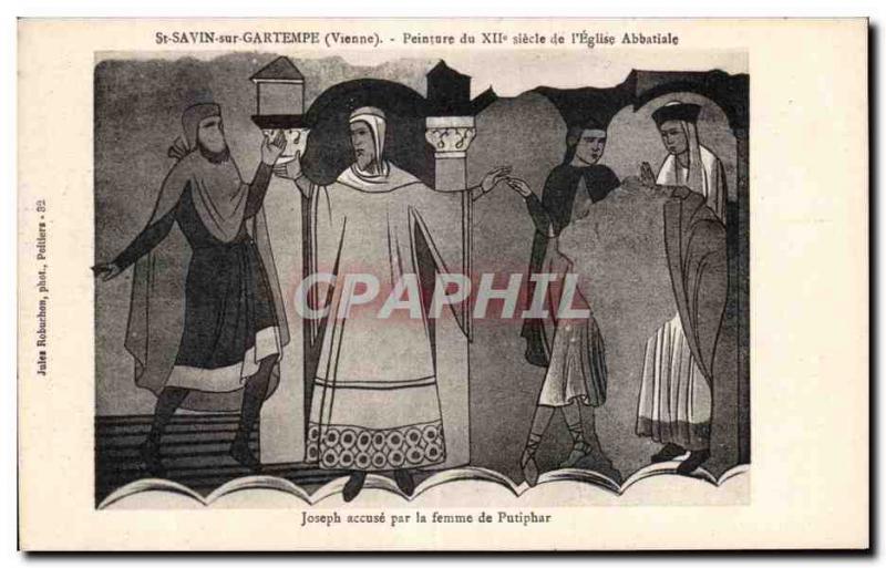 Postcard Old St savin on gartempe (comes) of the twelfth century painting of ...