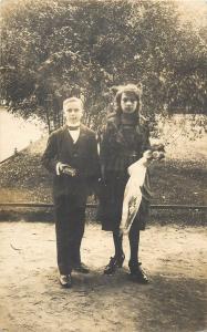 Social history elegant children boy girl vintage photo postcard