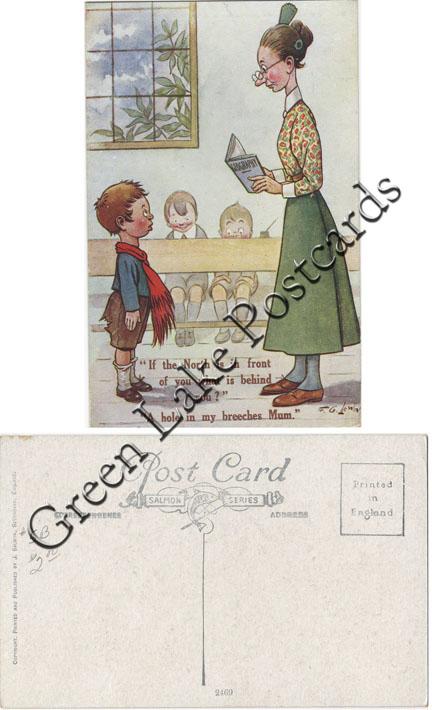 Comic, Salmon Postcard - F.G. Lewin - School Humour