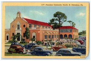 1950 Pasadena Community Church Classic Cars Park St Petersburg Florida Postcard