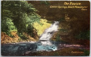 VINTAGE POSTCARD THE RAVINE AT CENTER SPRINGS SOUTH MANCHESTER CONN COLOR-TINT