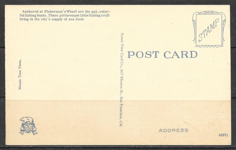 California, San Francisco - Fishing Fleet - Fisherman's Wharf - [CA-256]