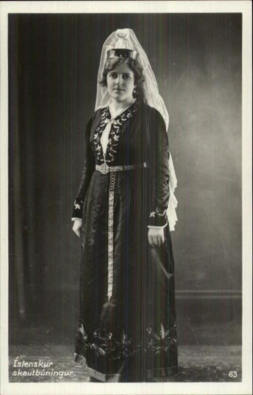 Iceland Island Native Women in Costume Dress Real Photo Postcard