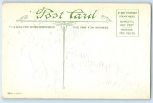 Christmas Postcard Ringing Bell And Holly Berries Embossed c1910's Antique