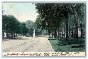 c1905 Central Park Dirt Road Monument Building Brandon Vermont Posted Postcard