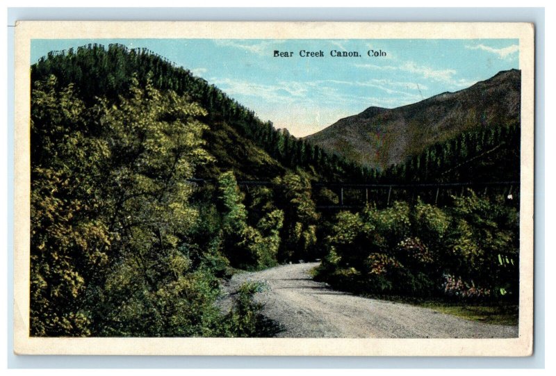 c1940s Mountain and Highway Scene, Bear Creek Canon Colorado CO Postcard