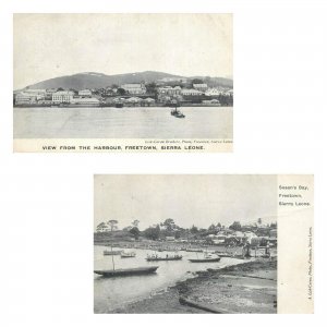 Sierra Leone Freetown harbour and Susan`s Bay unit of 2 vintage postcards