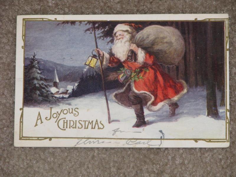 Santa Claus-A Joyous Christmas, used 1924 with Christmas Seal 