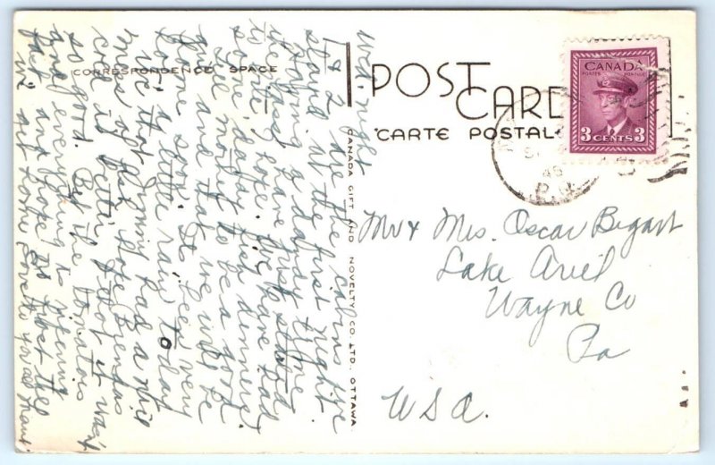 OTTAWA, Quebec Canada ~ GREEN VALLEY RESTAURANT  1946 Roadside Postcard