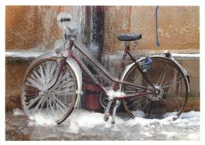 Frozen bike bicycle photo postcard Karl-Heinz Raach