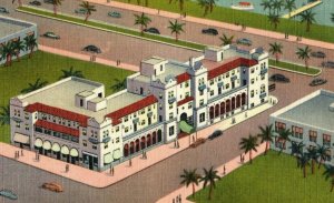 Vintage 30's Villa D'Este Hotel Miami Biscayne Bay Advertising Rates Postcard G2