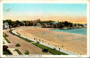 Vtg 1920s The Boulevard and Beach Swampscott Massachusetts MA Postcard