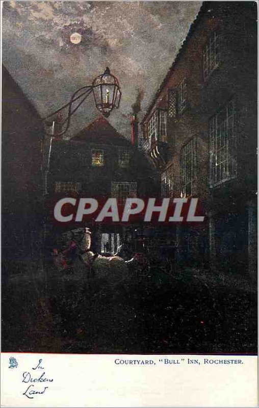 Postcard Old Courtyard In Dickens Bull Inn Rochester