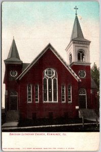 Kewaunee IL-Illinois, Swedish Lutheran Church Brick Religious Vintage Postcard