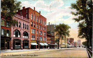 Postcard New York Utica Genesee Street View from Savings Bank Shops 1910 V125