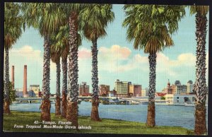 Florida ~ TAMPA from Tropical Man-Made Davis Islands pm1953 LINEN