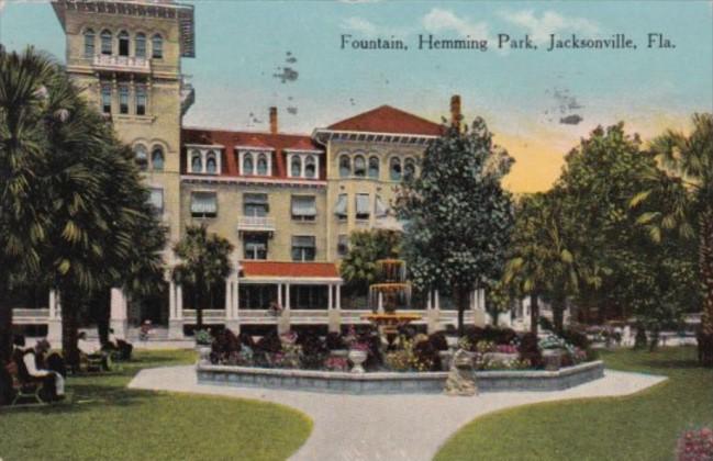 Florida Jacksonville The Fountain In Hemming Park 1915