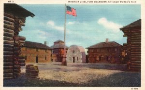 Vintage Postcard 1930's Interior View Fort Dearborn Replica Chicago World's Fair