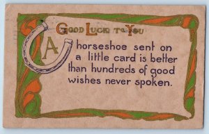 El Reno Oklahoma OK Postcard Good Luck Message Horseshoe Arts Crafts 1912 Posted