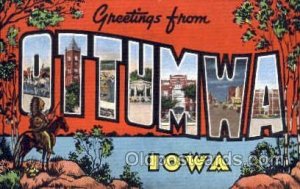 Greetings From Ottumwa, Iowa, USA Large Letter Town Unused light writing on b...