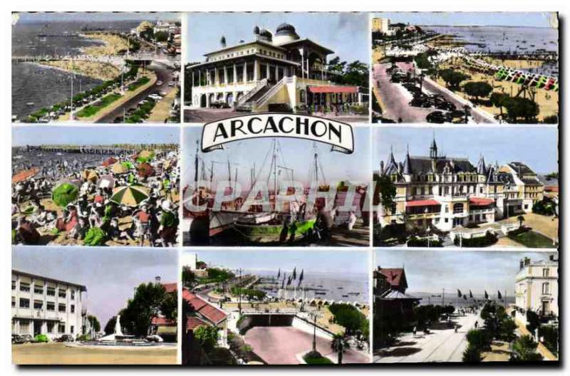 Old Postcard Arcachon G D Beach and jetties The Beach Post The Moorish Casino...