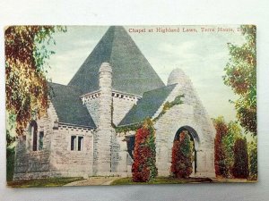 Vintage Postcard 1930 Chapel at Highland Lawn Terre Haute Fountain ID Indiana