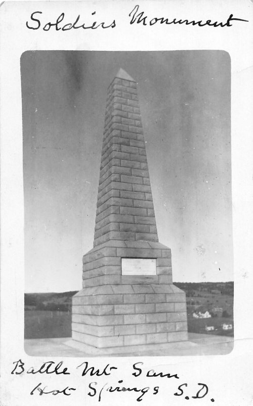 J61/ Hot Springs South Dakota Postcard RPPC c1910 Soldiers Monument 152