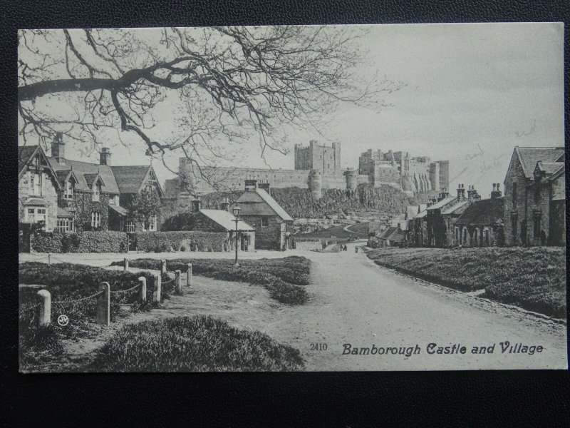 Northumberland BAMBURGH CASTLE & VILLAGE - Old Postcard by Valentine