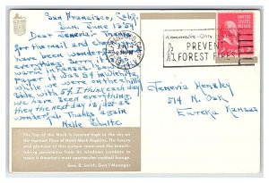 Top Of The Mark Hotel Mark Hopkins San Francisco California c1954 Postcard