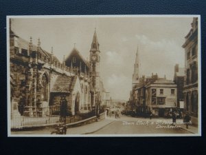 DORCHESTER Town Clock & St. Peter's & E. Riglar Tobacconist Shop c1930s Postcard