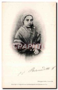 Postcard Old and authentic portrait of Bernadette Signature