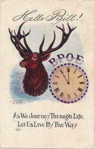 B.P.O.E. Fraternal Order of Elks - Elk and Clock - H. H. Tammen - pm 1909 - DB