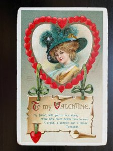 Vintage Postcard 1907-1915 Valentine's Day To My Valentine Love Poem