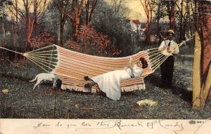 Waiting for Something to Turn Up Woman Reading in Hammock Tennis 1908 