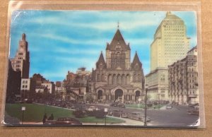 1950 USED .01 POSTCARD - SKYLINE AT COPLEY SQUARE, BOSTON, MASS - VINTAGE CARS