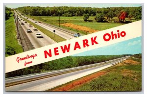 Dual View Banner Greetings Newark Ohio OH UNP Chrome Postcard T21