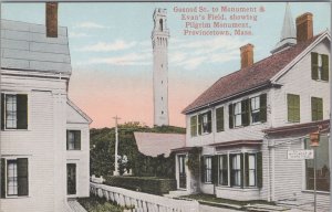 Postcard Gosnod St to Monument Evan's Field Provincetown MA