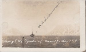 RPPC Postcard Through the Fjords of  Norway 1919