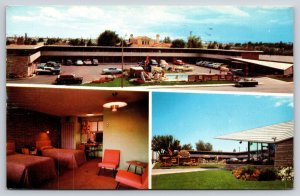 Roadside~Denver Colorado~Riviera Motel~Birds Eye View~Room Interior~Pool~1957 PC