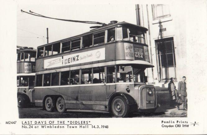 Number 24 Bus at Wimbledon Town Hall in 1948 Heinz Beans Advert RPC Postcard