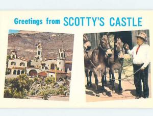 Unused Pre-1980 SCOTTY'S CASTLE TWO VIEWS ON ONE POSTCARD Death Valley CA ho7282