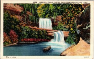 Horseshoe Falls, Starved Rock State Park IL Vintage Sample Postcard W35