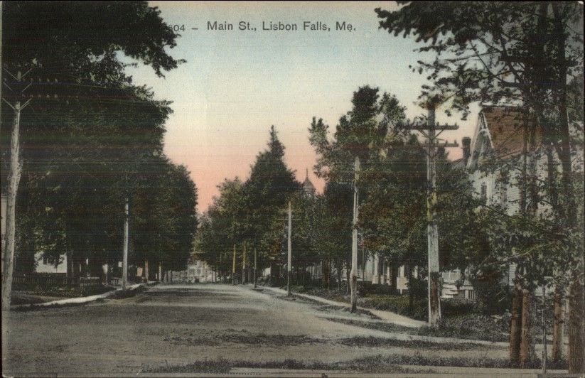 Lisbon Falls Me Main St C1910 Postcard United States Maine Other