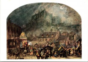 Scotland Edinburgh All Hallow Fair Grassmarket Watercolor By Mrs J Sewart Smith